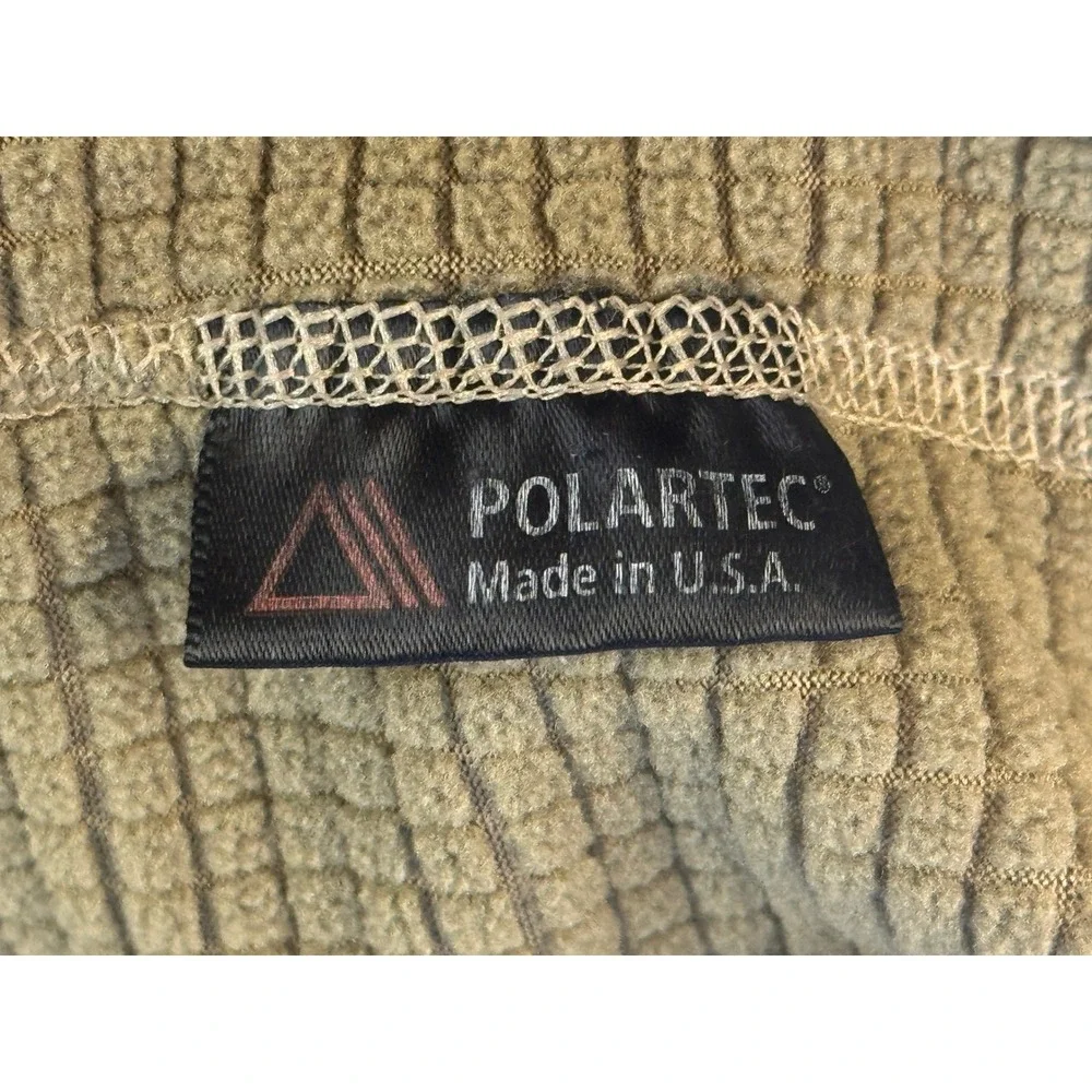 Polartec Coyote Brown Grid Fleece Quarter Zip Tactical Pullover Mens XL Made USA
